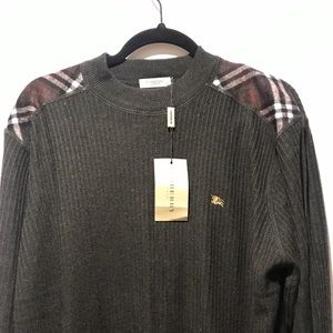 Men’s Burberry charcoal grey wool sweater NWT